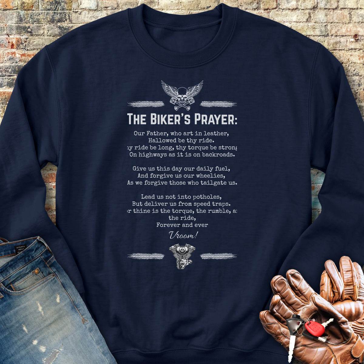 Biker's Prayer Sweatshirt - Navy