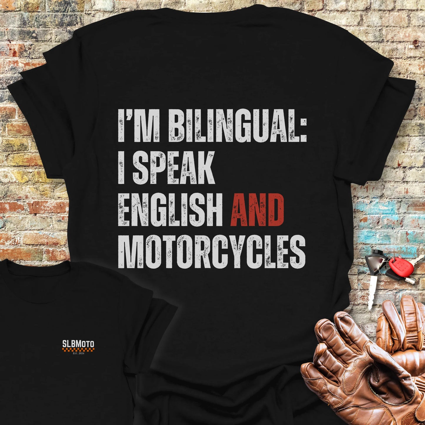 Bilingual English Back Print T-Shirt - Black