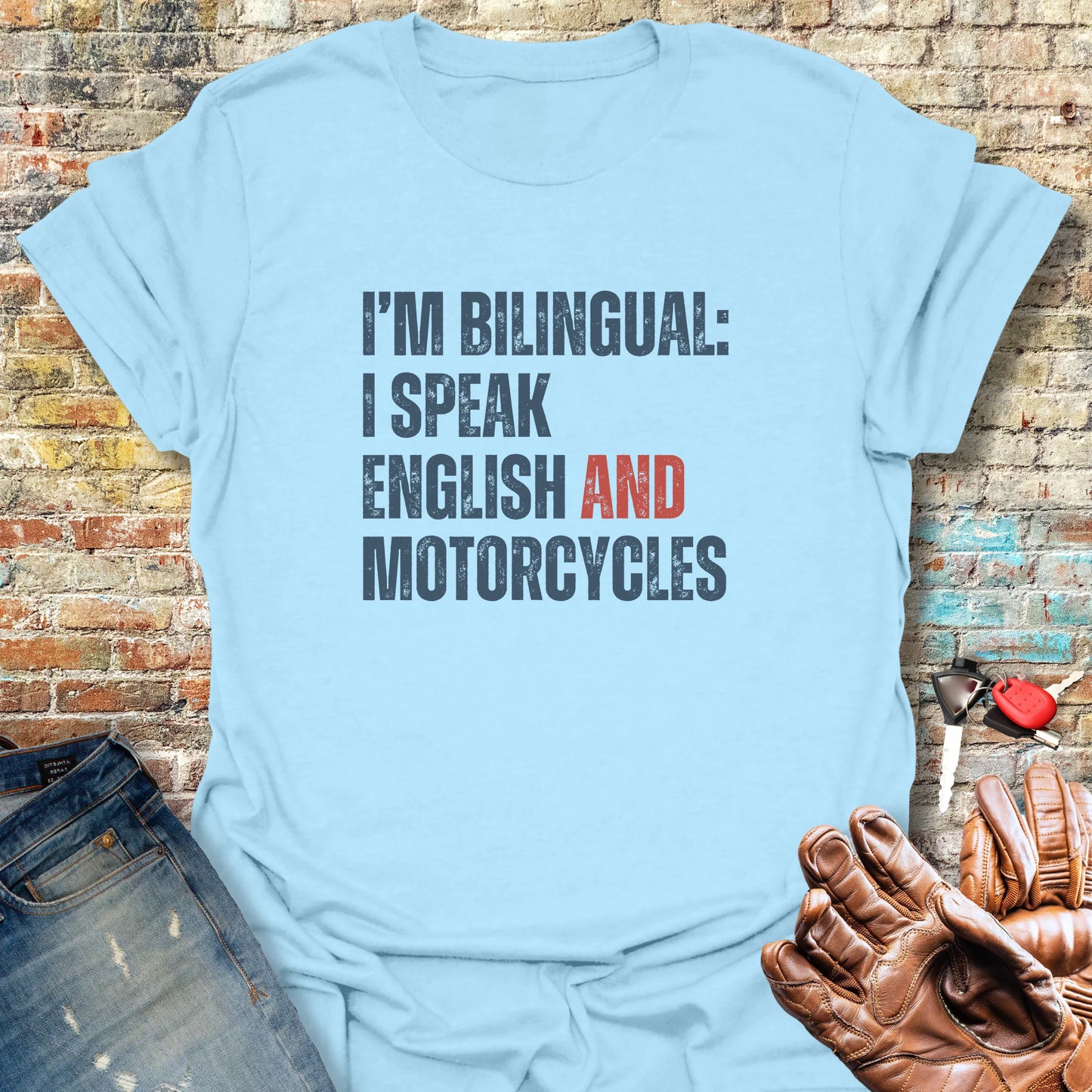 Bilingual English T-Shirt - Light Blue