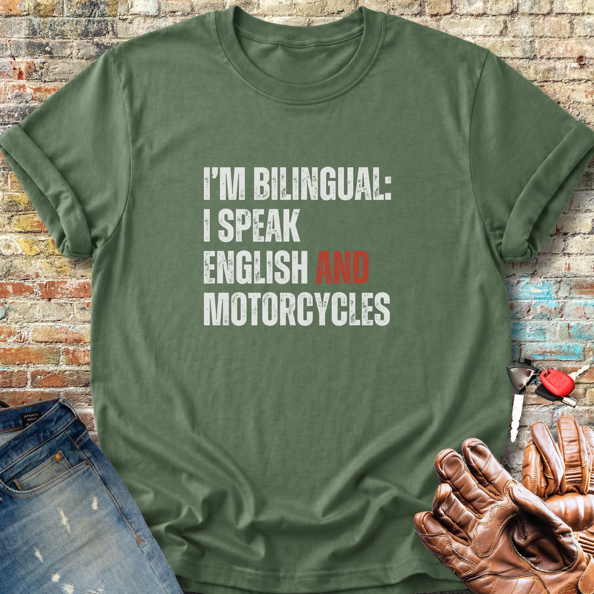 Bilingual English Classic T-Shirt - Military Green