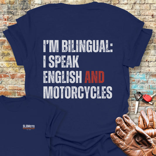 Bilingual English Back Print T-Shirt - Navy