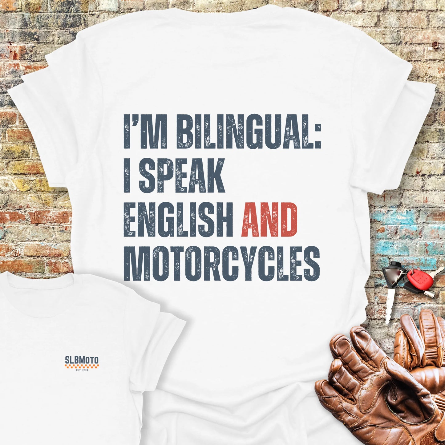 Bilingual English Back Print T-Shirt - White