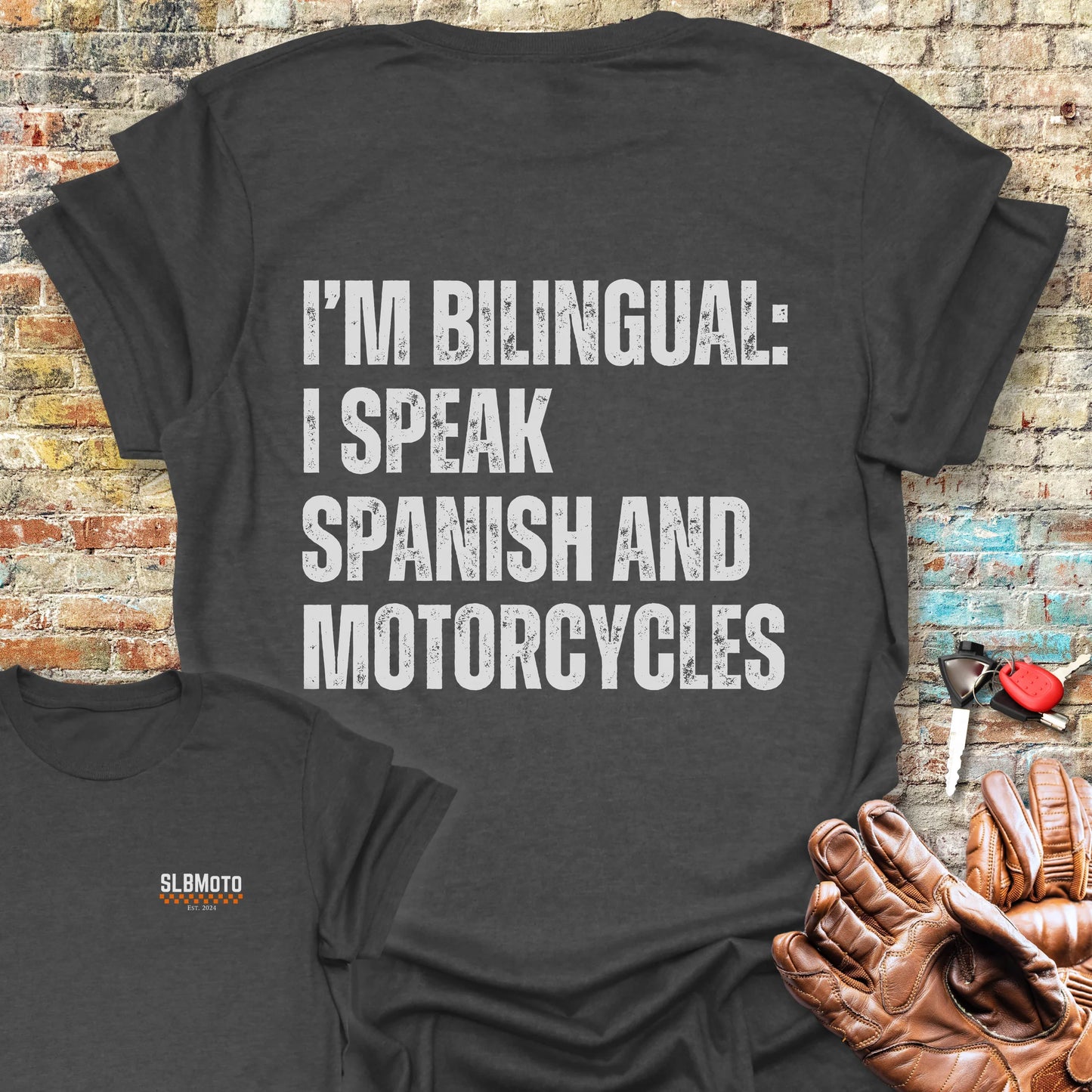 Bilingual Spanish Back Print T-Shirt - Dark Heather