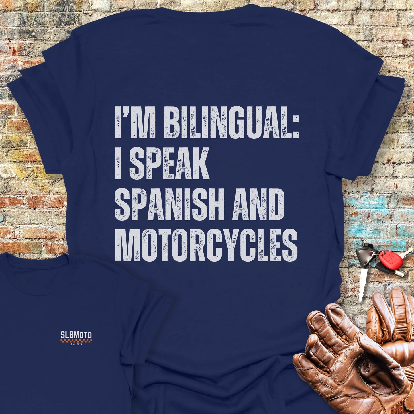 Bilingual Spanish Back Print T-Shirt - Navy