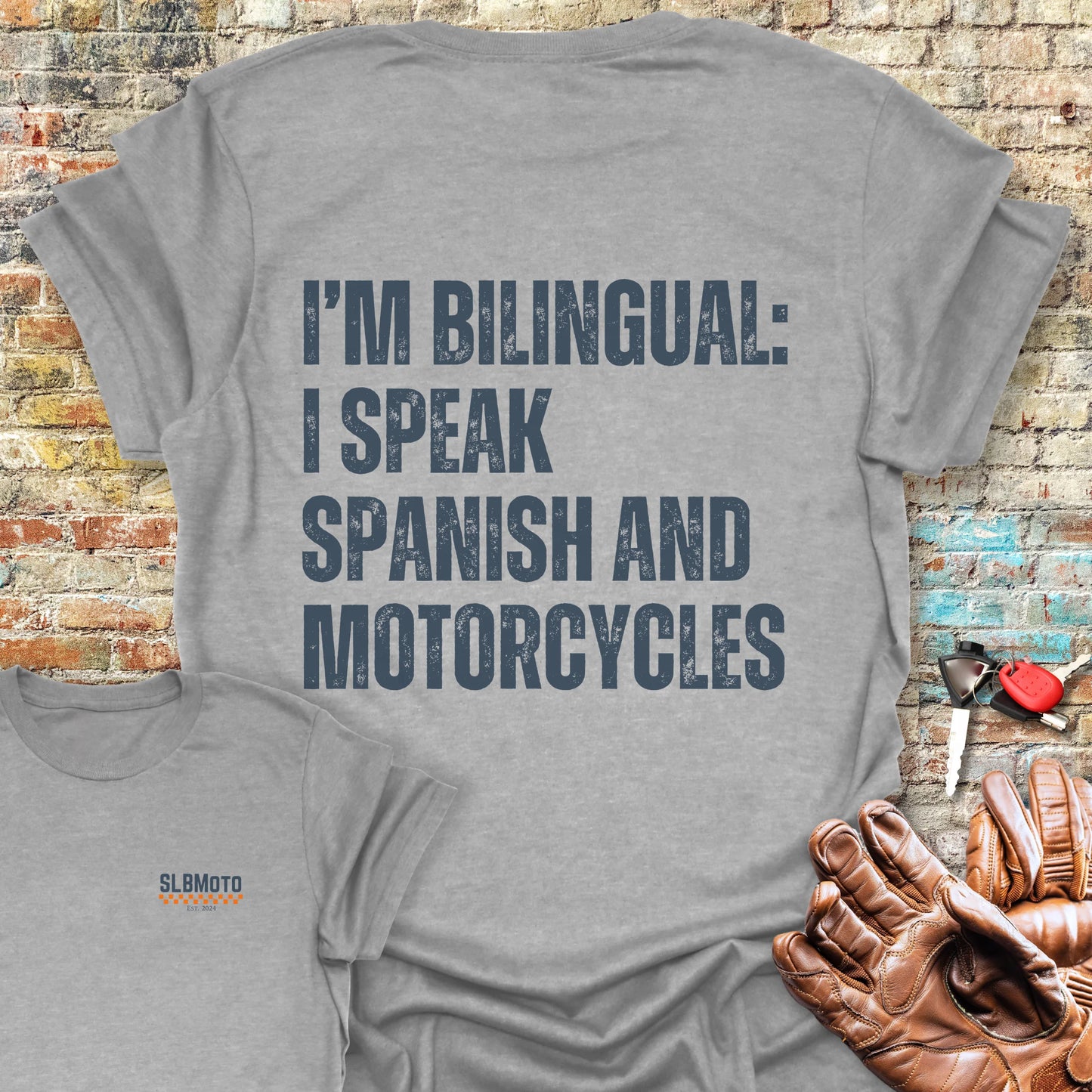 Bilingual Spanish Back Print T-Shirt - Sport Grey