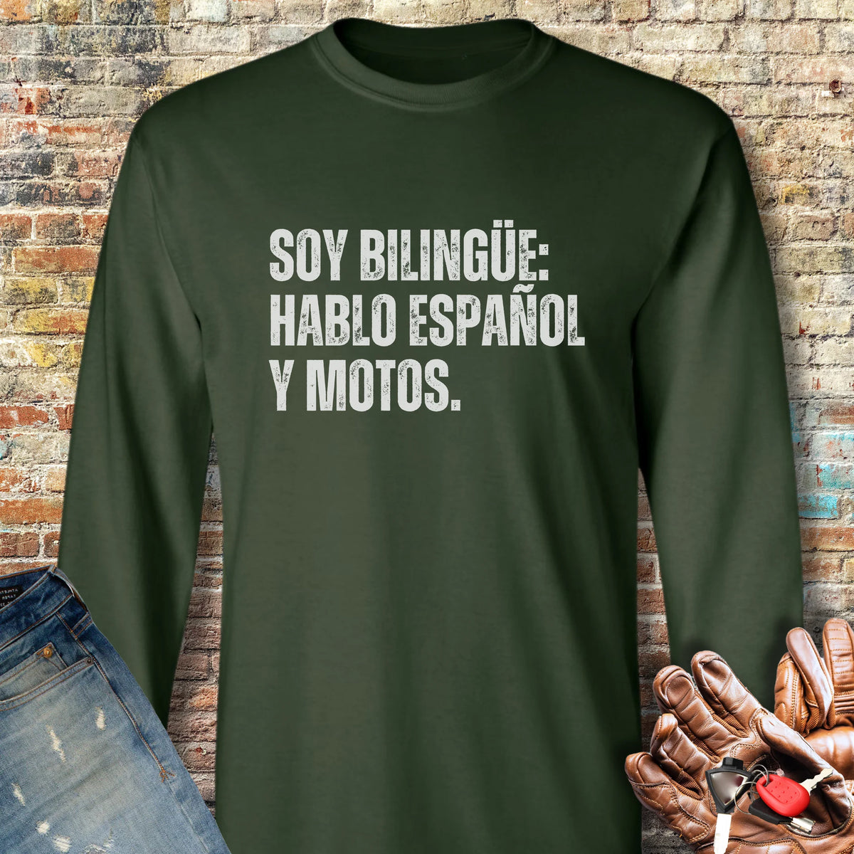 Bilingue Espanol Long Sleeve T-Shirt - Forest Green