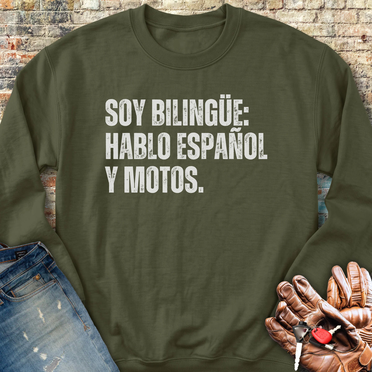 Bilingue Espanol Sweatshirt - Military Green