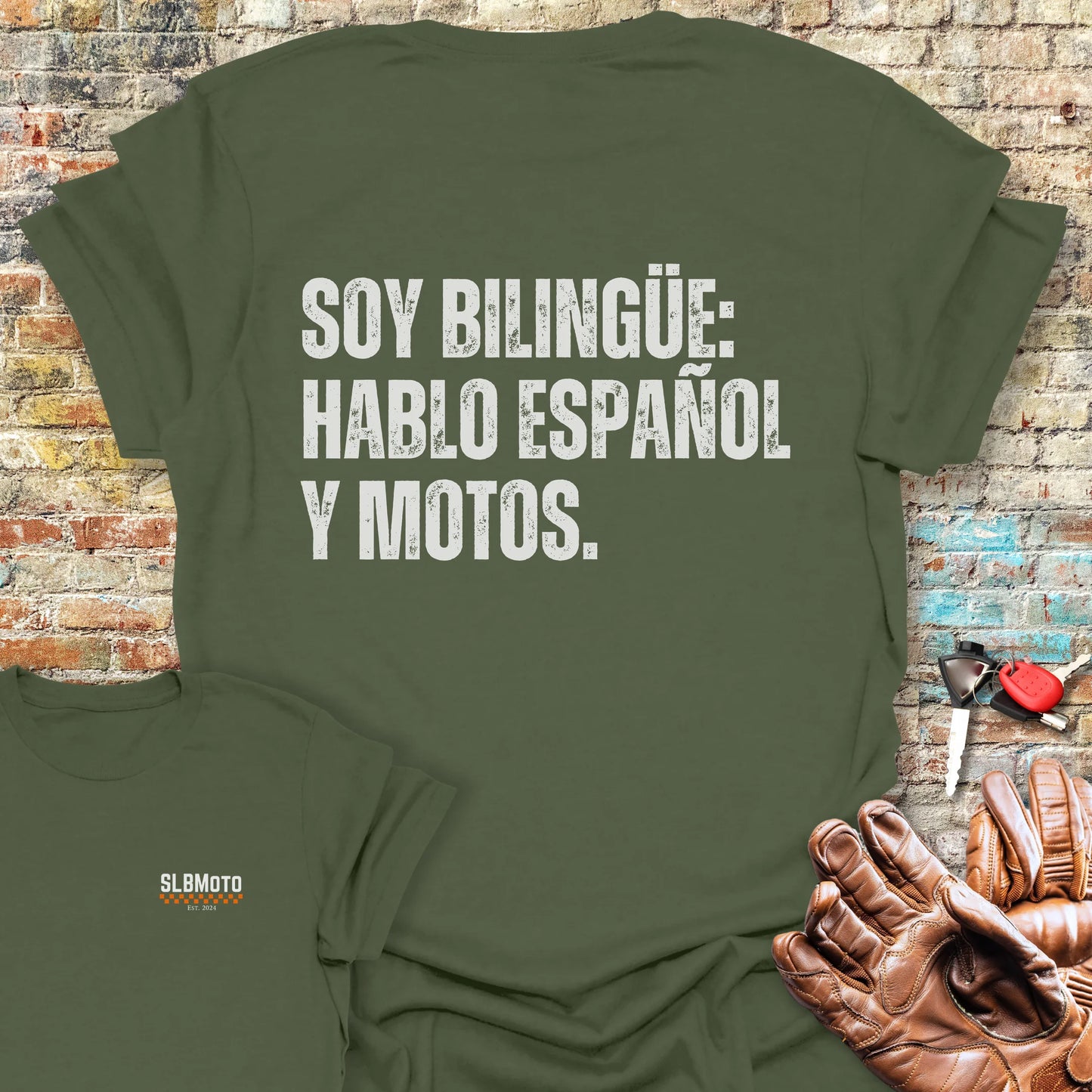 Bilingue Espanol Back Print T-Shirt - Military Green