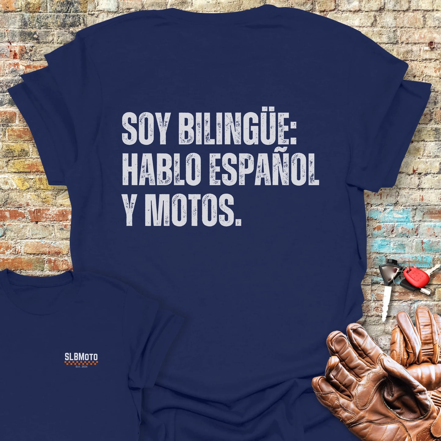 Bilingue Espanol Back Print T-Shirt - Navy