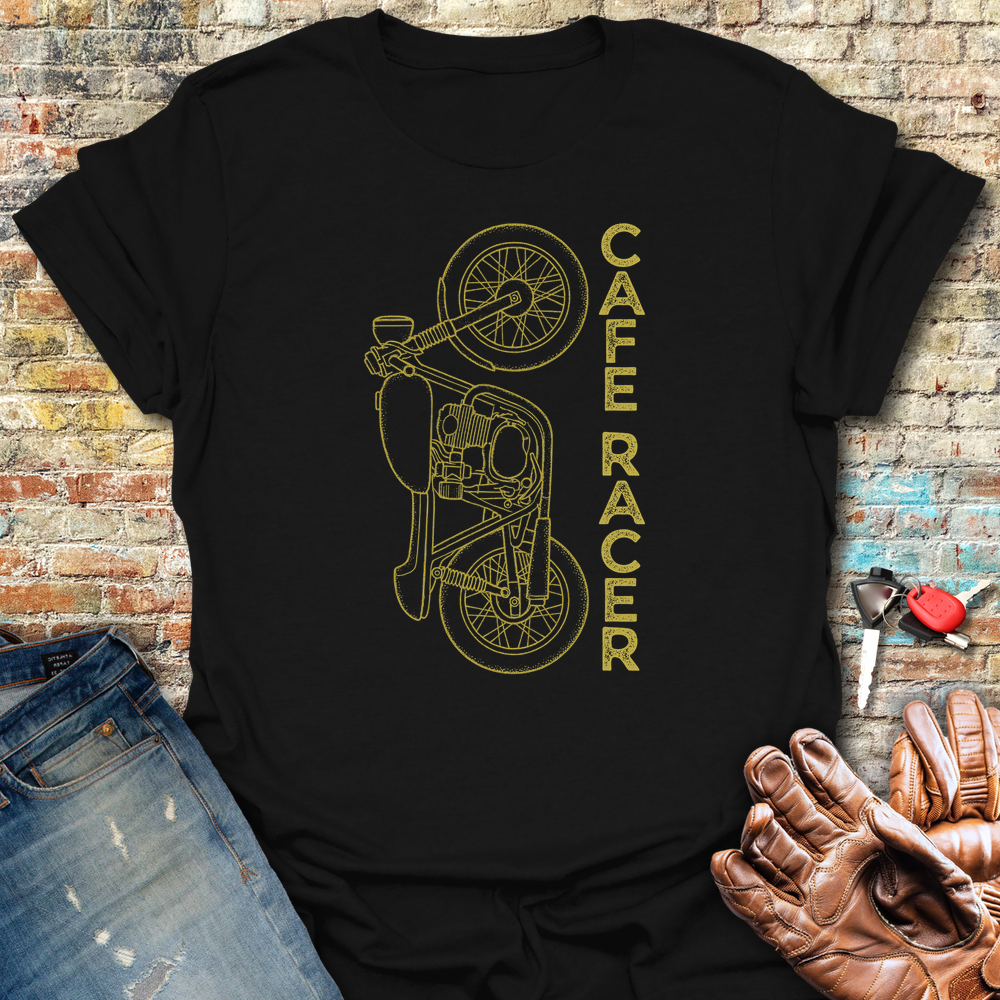 Cafe Racer Vertical T-Shirt - Black