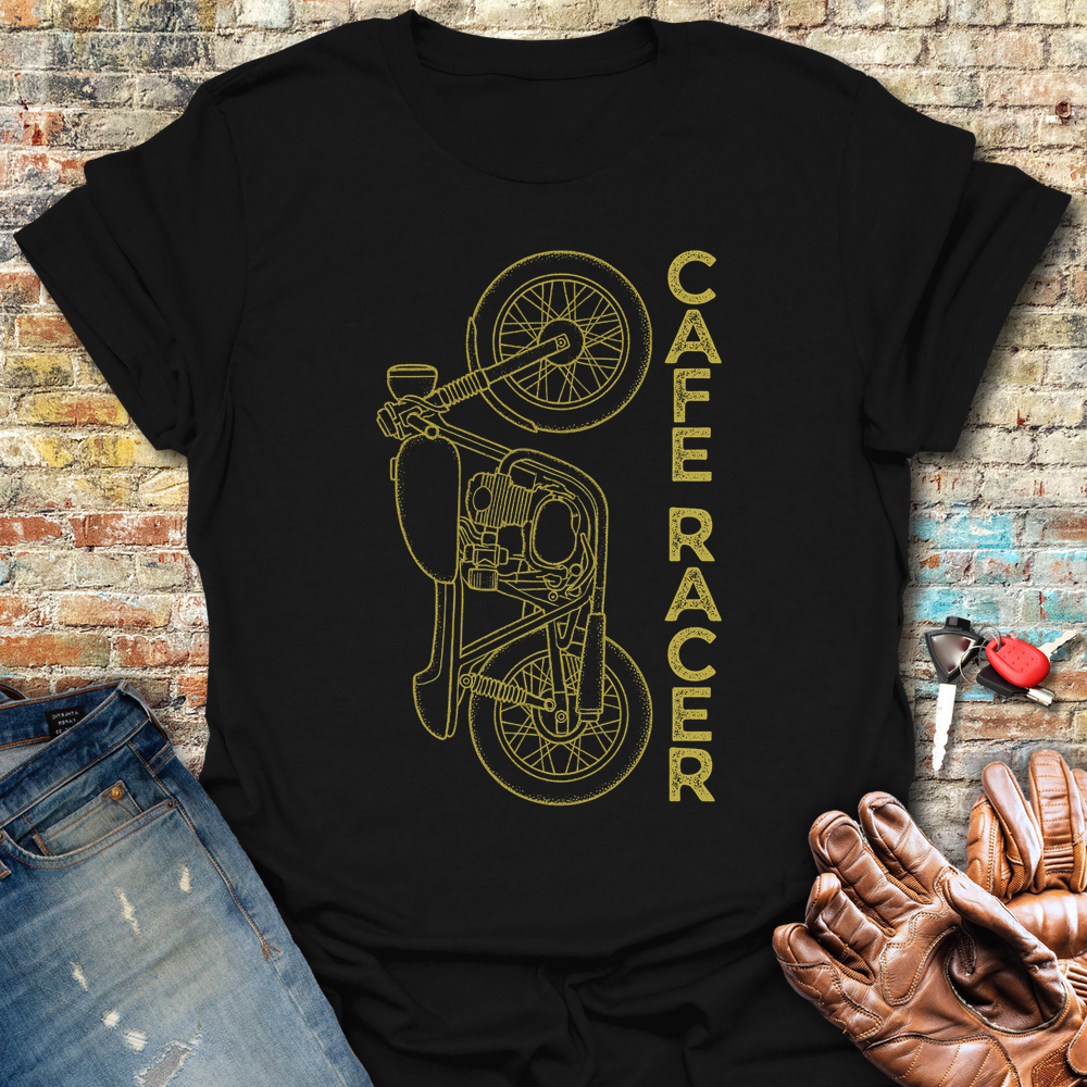 Cafe Racer Vertical T-Shirt - Black