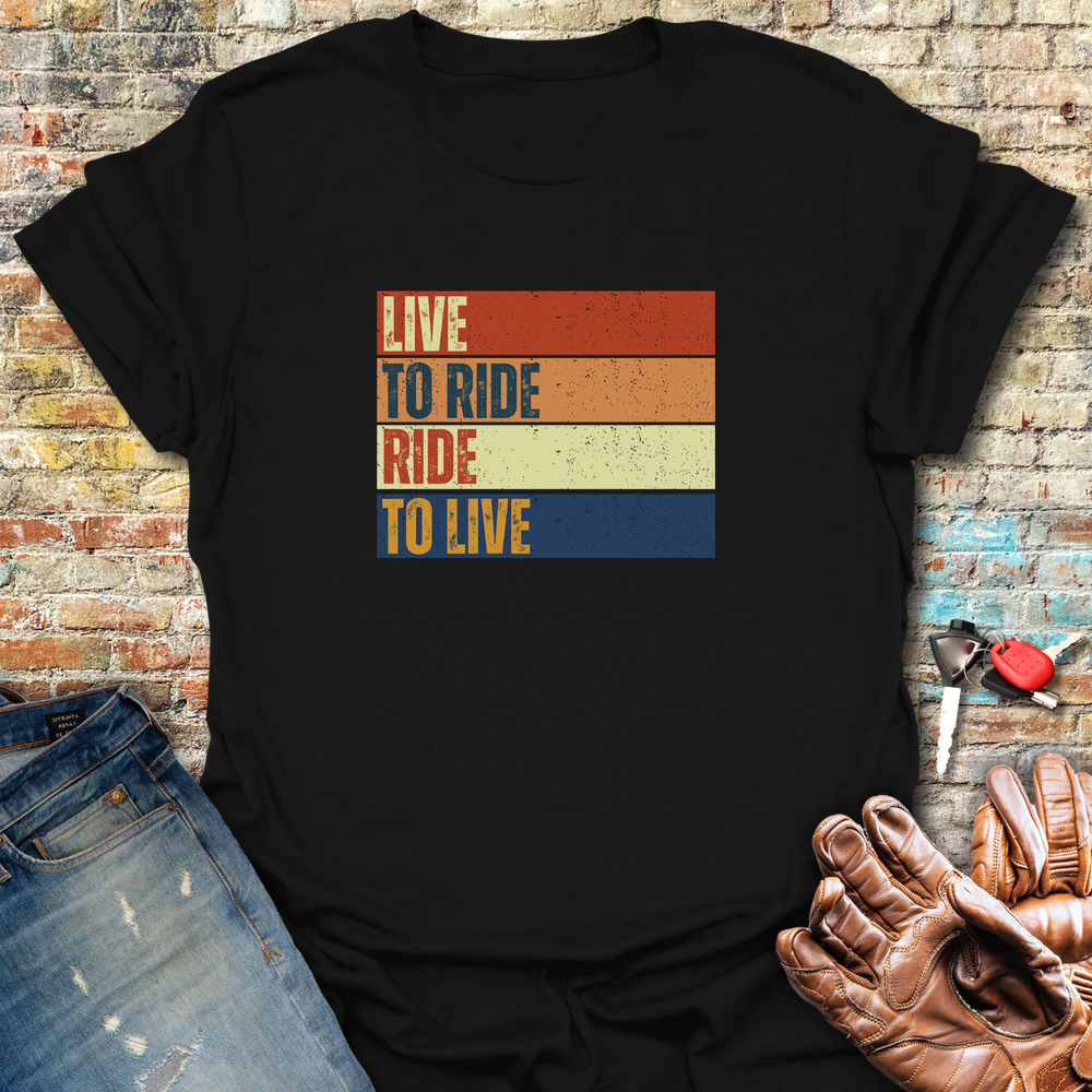 Live To Ride Block T-Shirt - Black