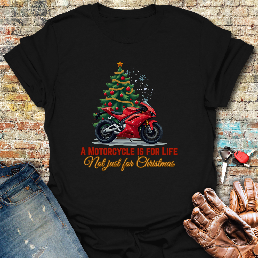 A Motorbike Is For Life Dark Image T-Shirt - Black