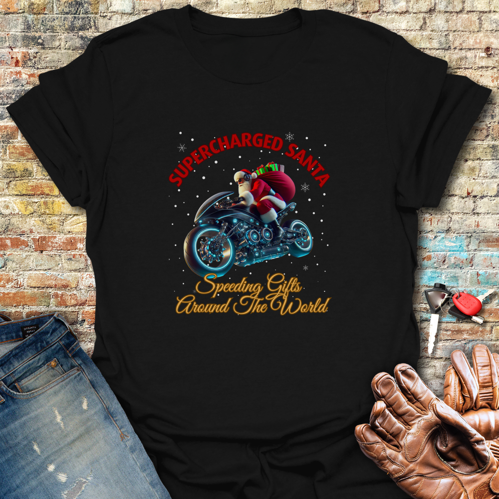 Supercharged Santa T-Shirt - Black