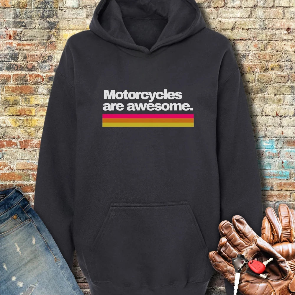 Motorcycles Are Awesome Dark Hoodie - Black