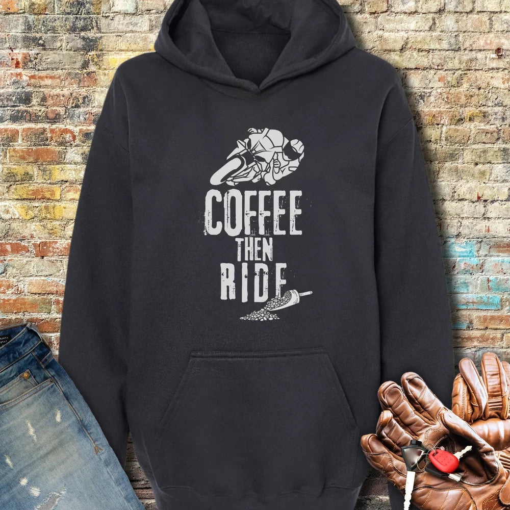 Coffee Then Ride (Race) Hoodie - Black