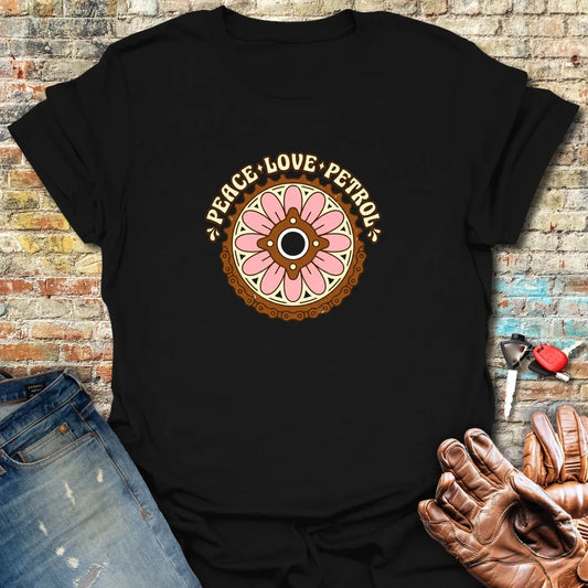 Peace Love Petrol T-Shirt - Black