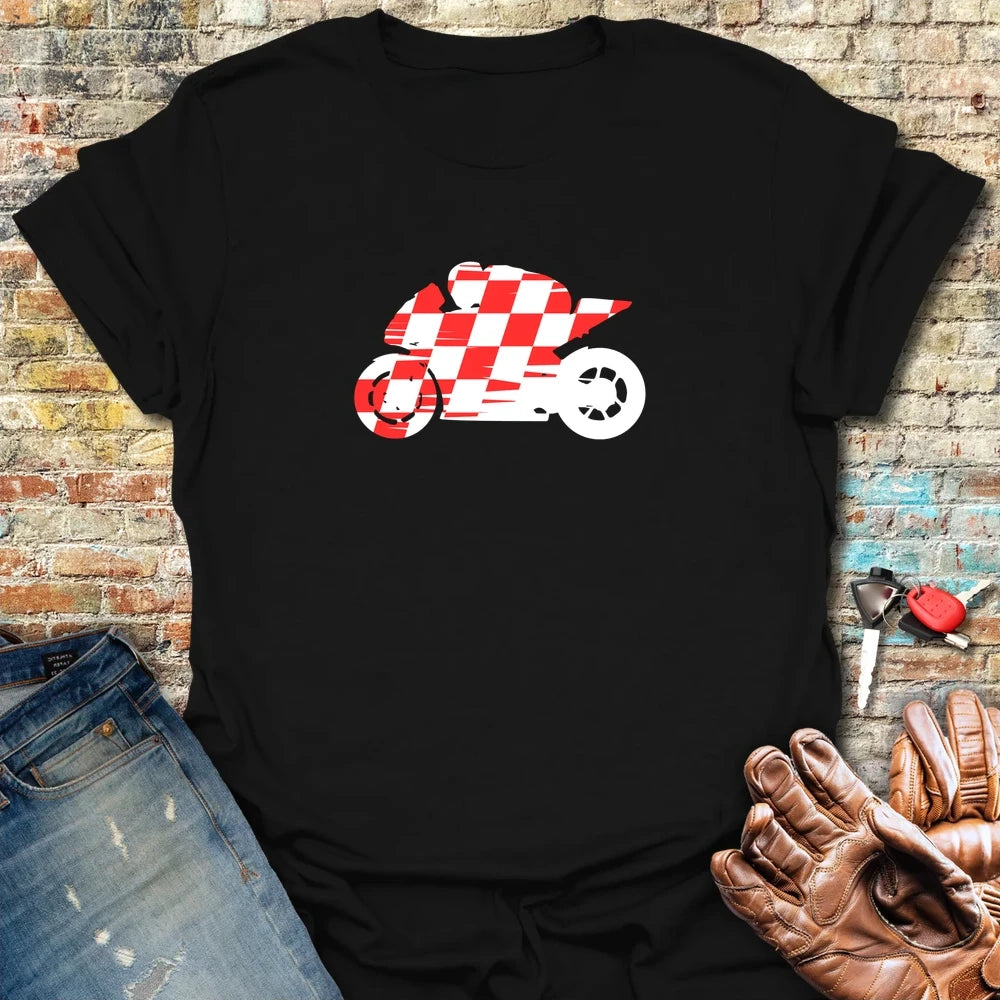 Chequered Racer T-Shirt - Black