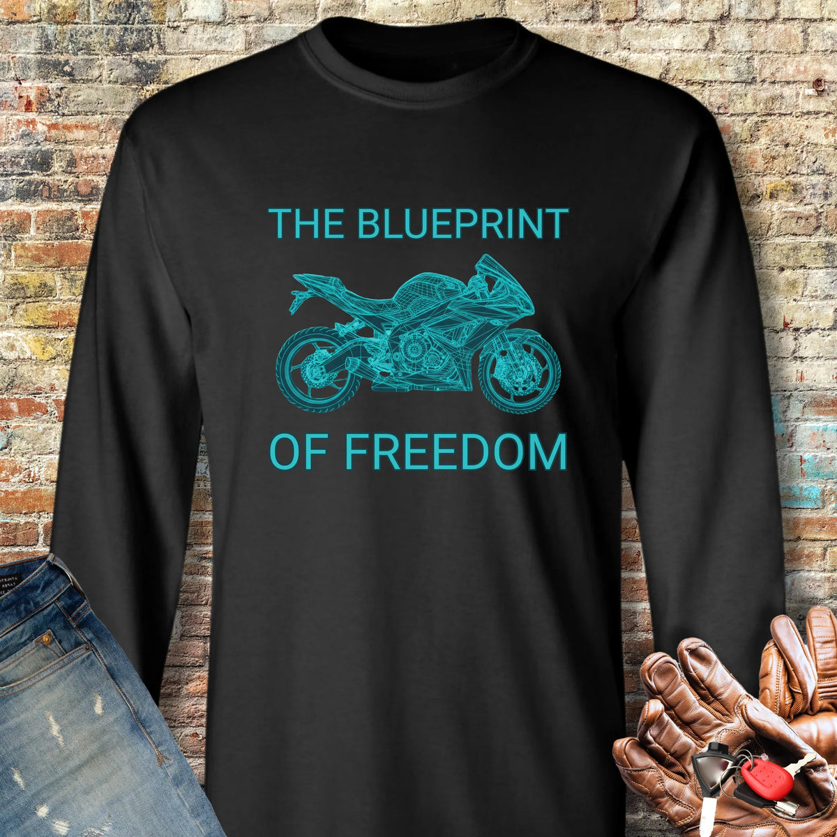 Blueprint Of Freedom Long Sleeve T-Shirt - Black