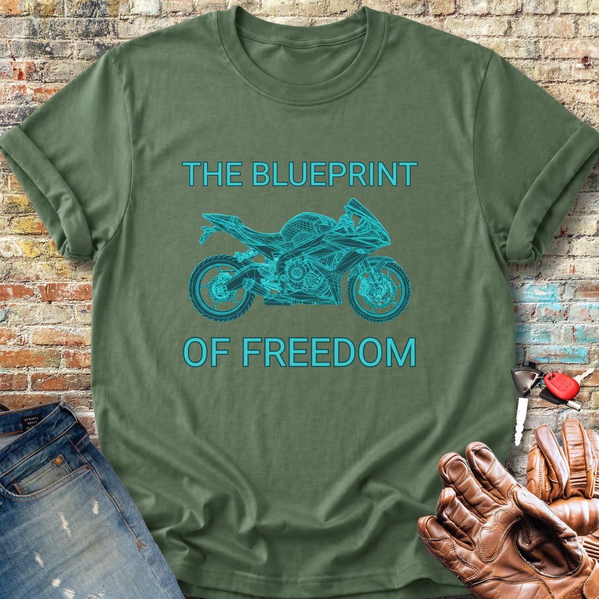 Blueprint Of Freedom Classic T-Shirt - Military Green