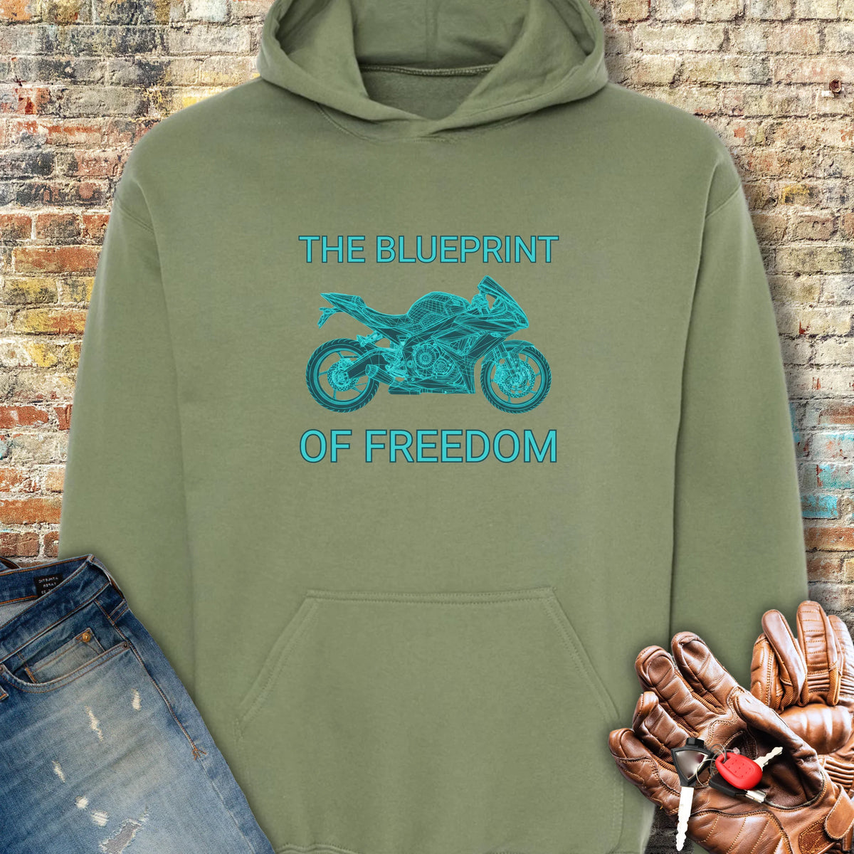 Blueprint Of Freedom Hoodie - Military Green