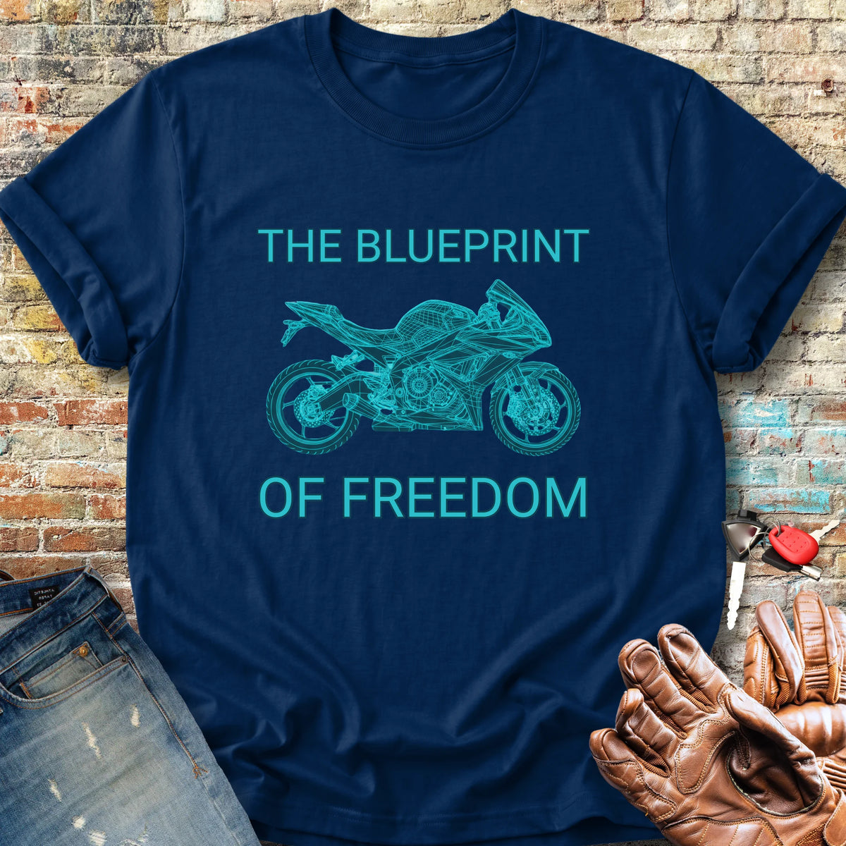 Blueprint Of Freedom Classic T-Shirt - Navy