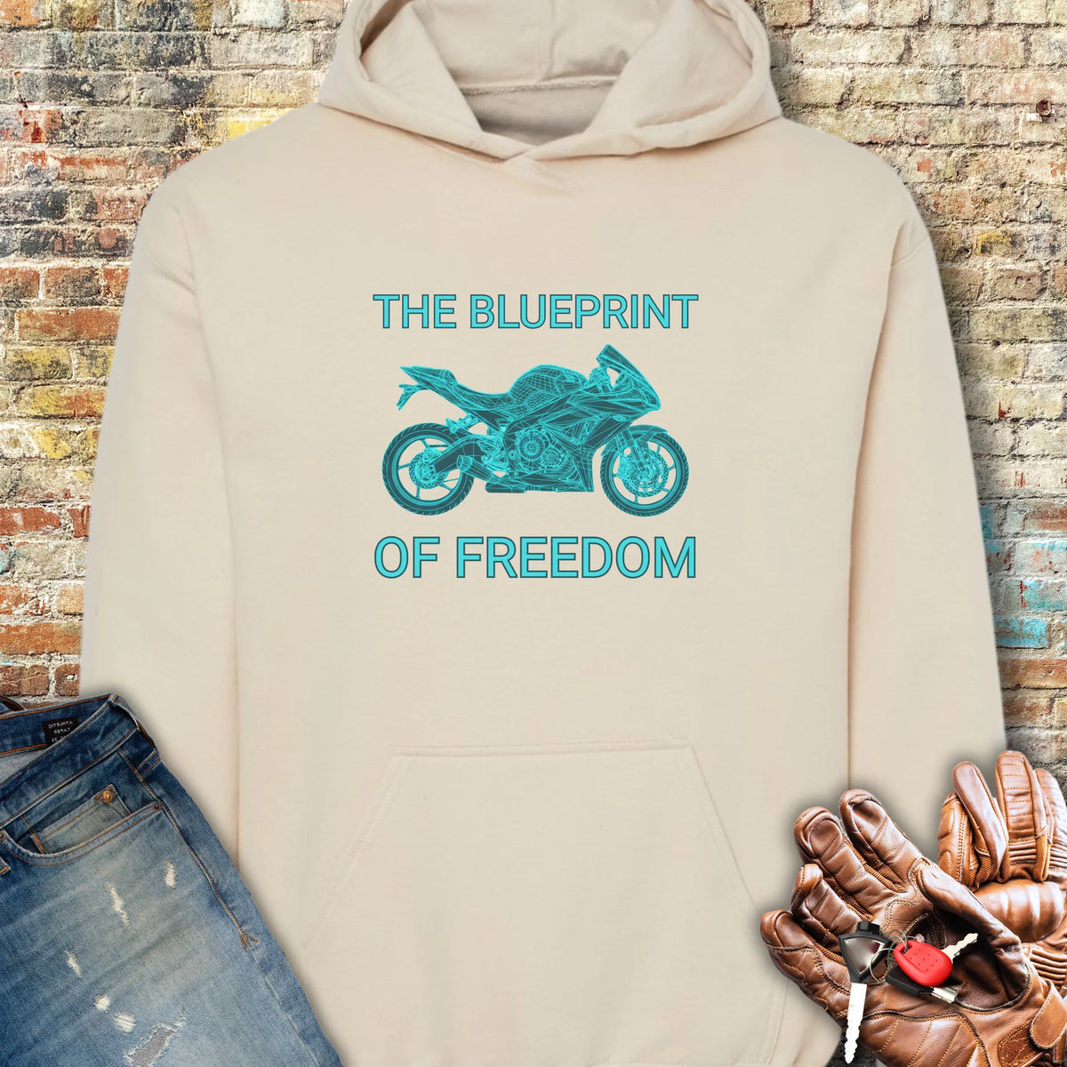 Blueprint Of Freedom Hoodie - Sand