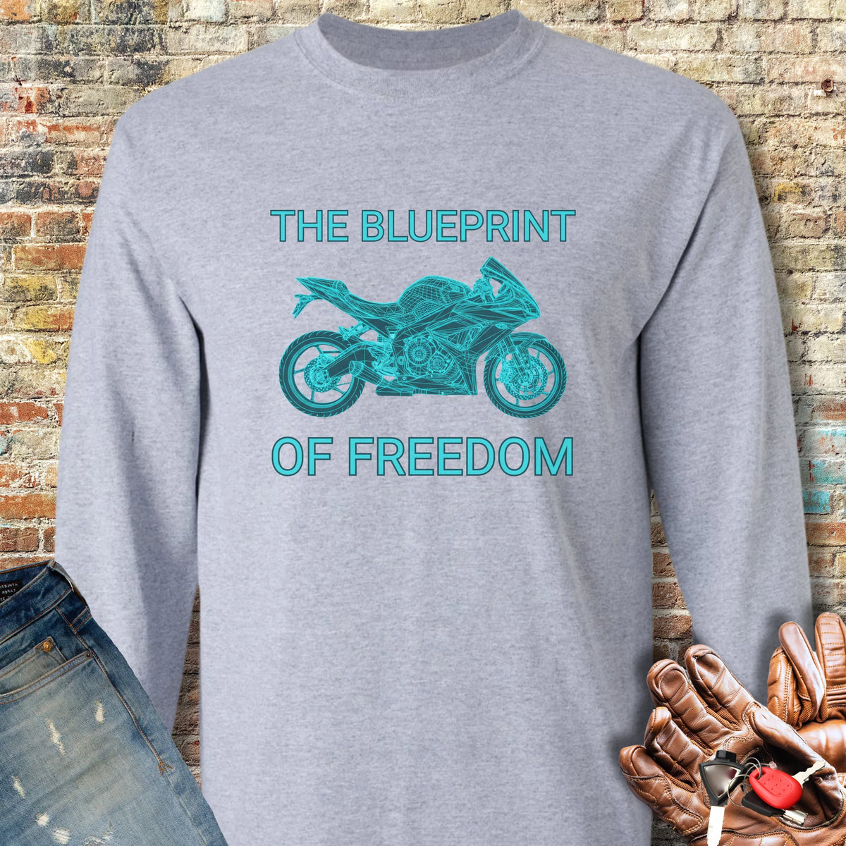 Blueprint Of Freedom Long Sleeve T-Shirt - Sport Grey