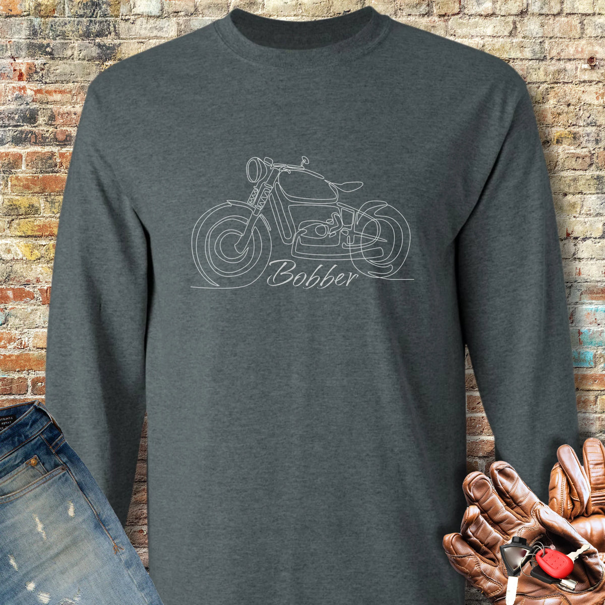 Bobber Line Long Sleeve T-Shirt - Dark Heather