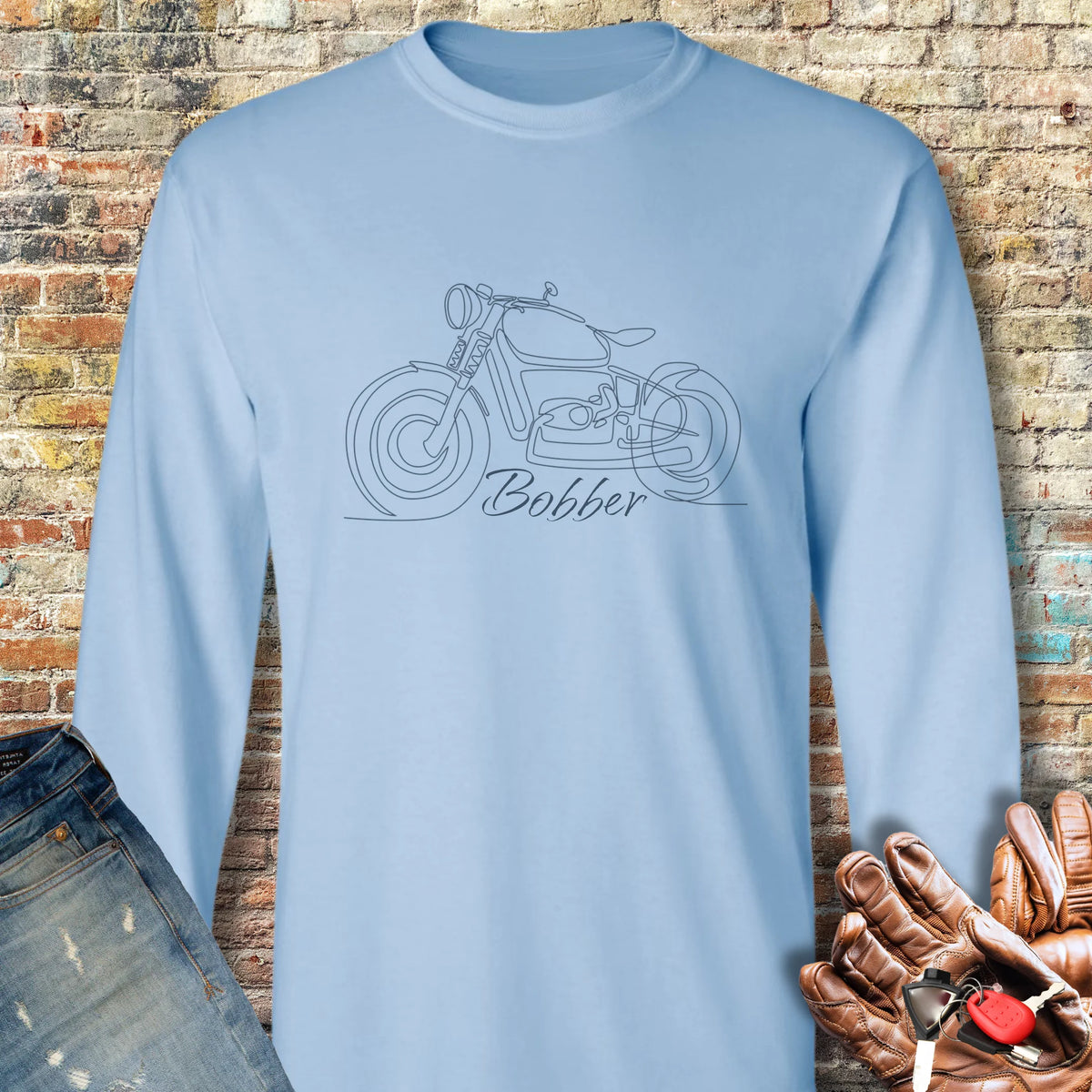 Bobber Line Long Sleeve T-Shirt - Light Blue
