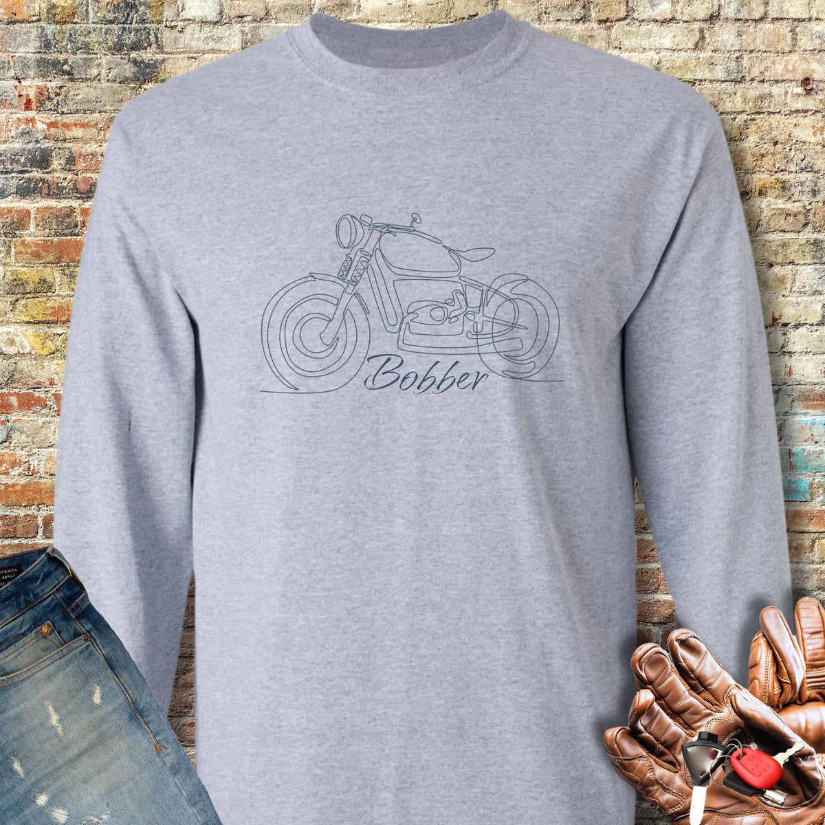 Bobber Line Long Sleeve T-Shirt - Sport Grey