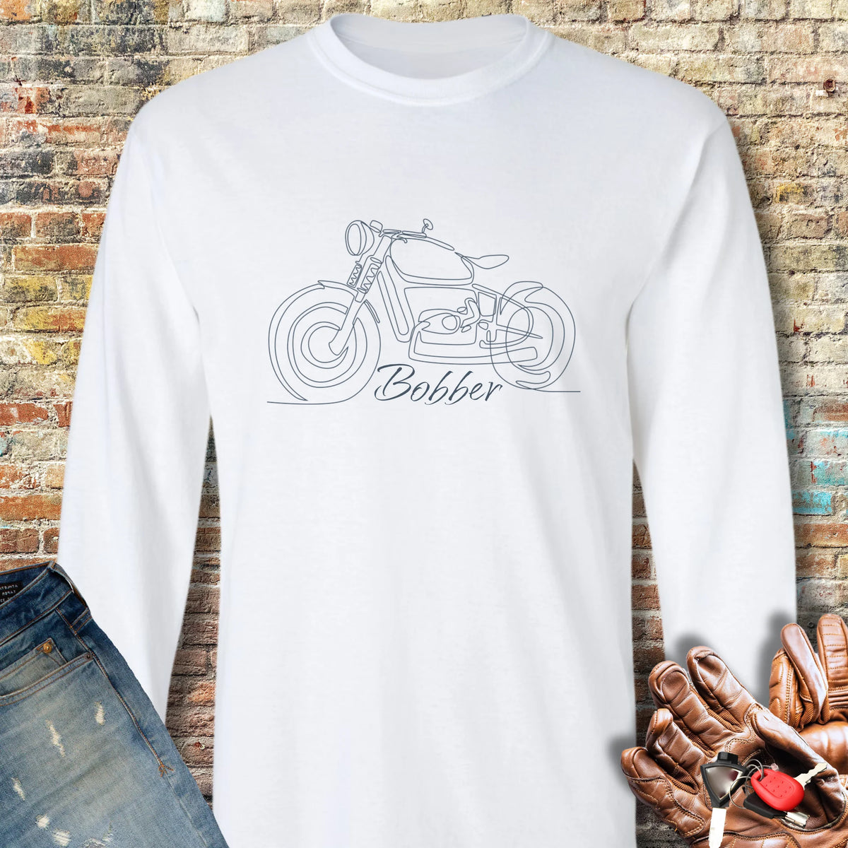 Bobber Line Long Sleeve T-Shirt - White