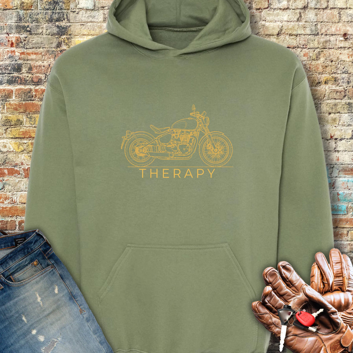 Bobber Therapy Hoodie - Military Green