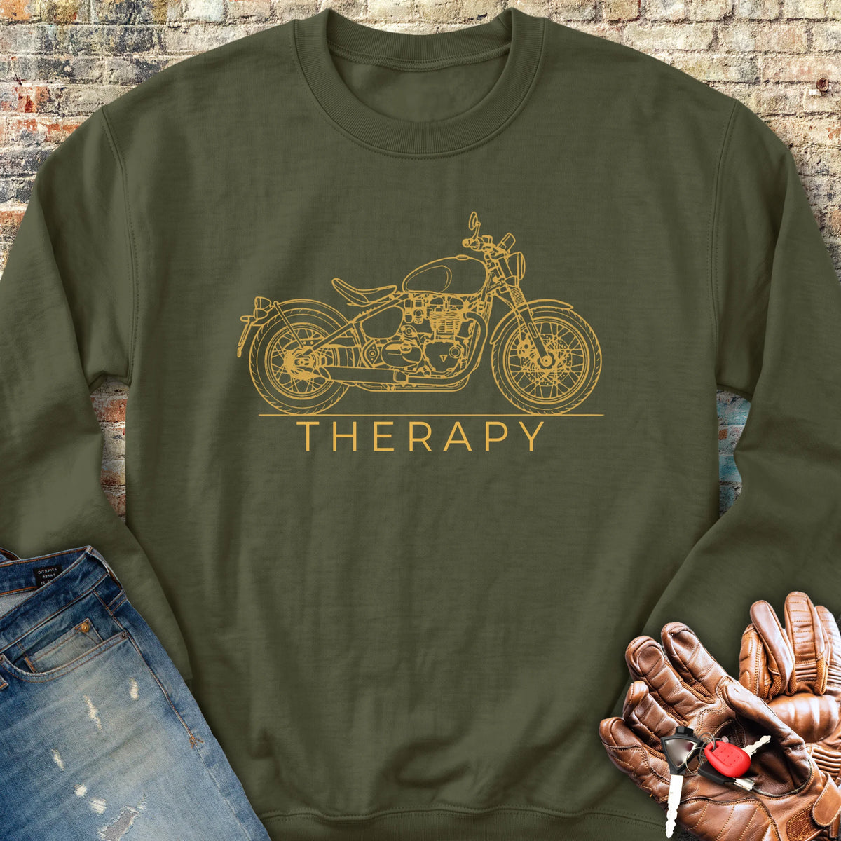 Bobber Therapy Sweatshirt - Military Green