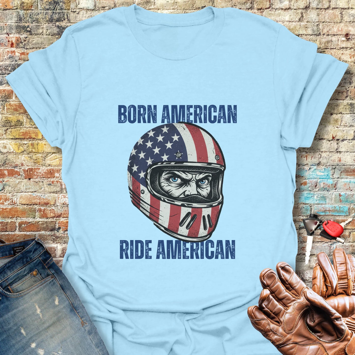 Born American T-Shirt - Light Blue