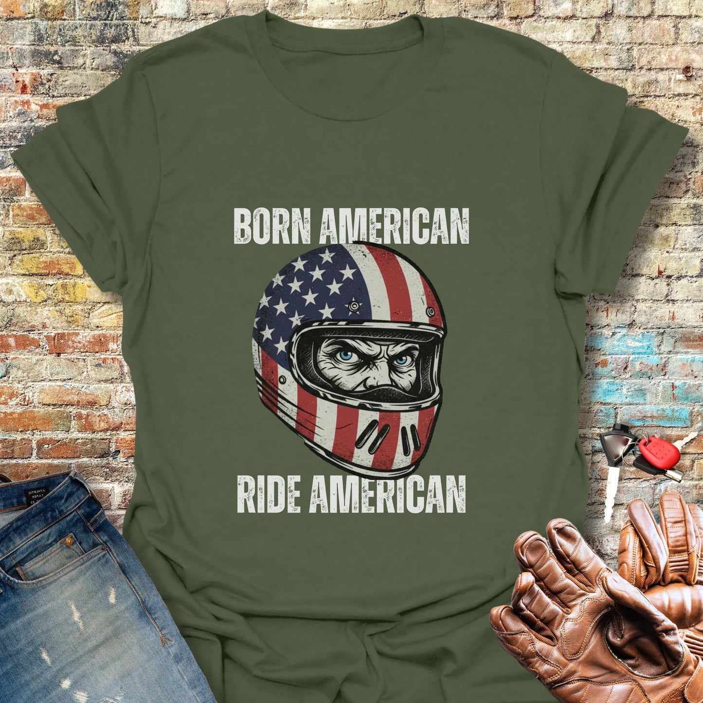 Born American T-Shirt - Military Green