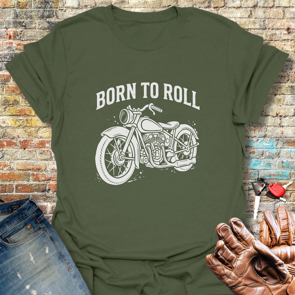 Born to Roll T-Shirt - Military Green
