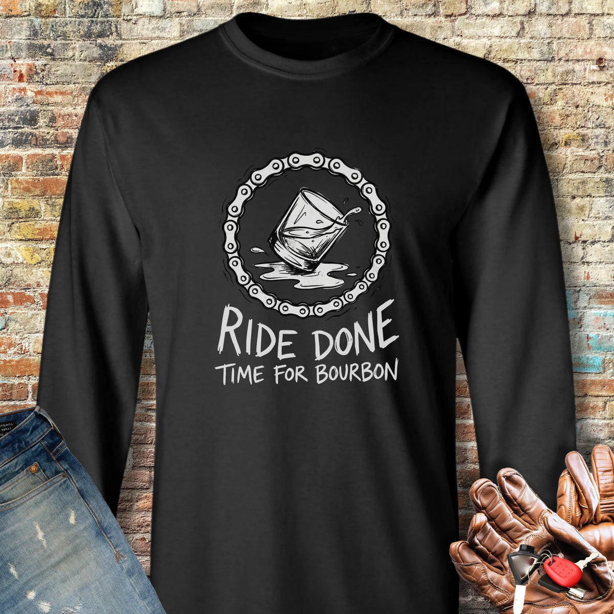 Bourbon Chain Long Sleeve T-Shirt - Black