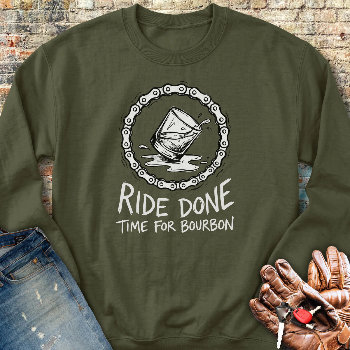 Bourbon Chain Sweatshirt - Military Green