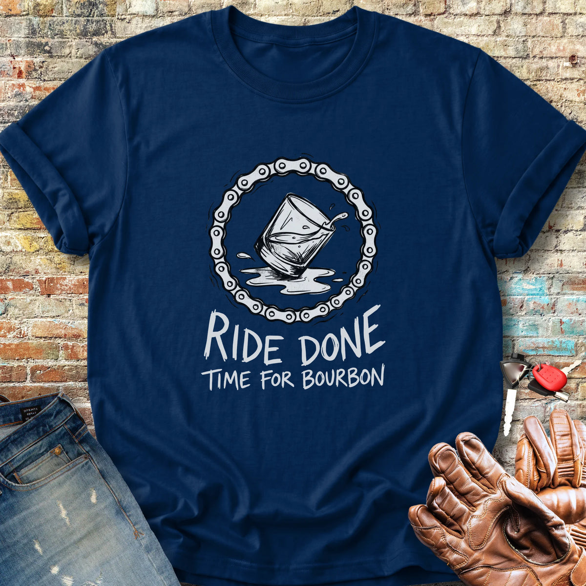 Bourbon Chain Classic T-Shirt - Navy