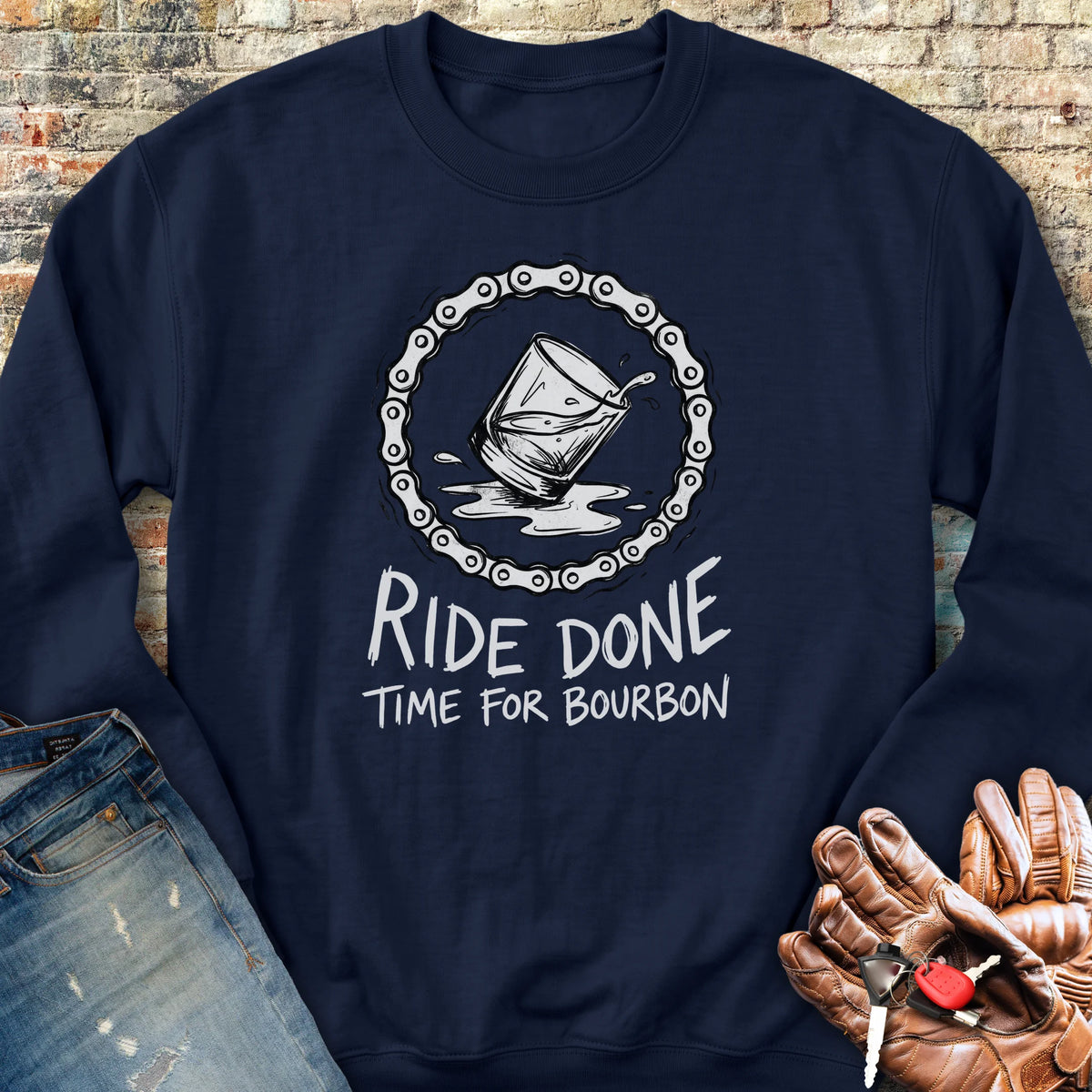 Bourbon Chain Sweatshirt - Navy