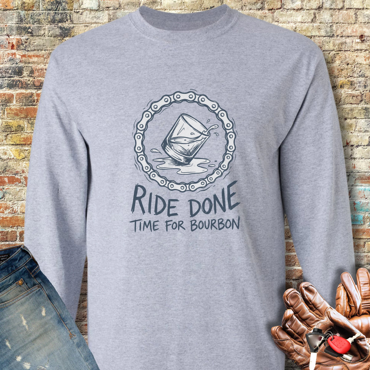 Bourbon Chain Long Sleeve T-Shirt - Sport Grey