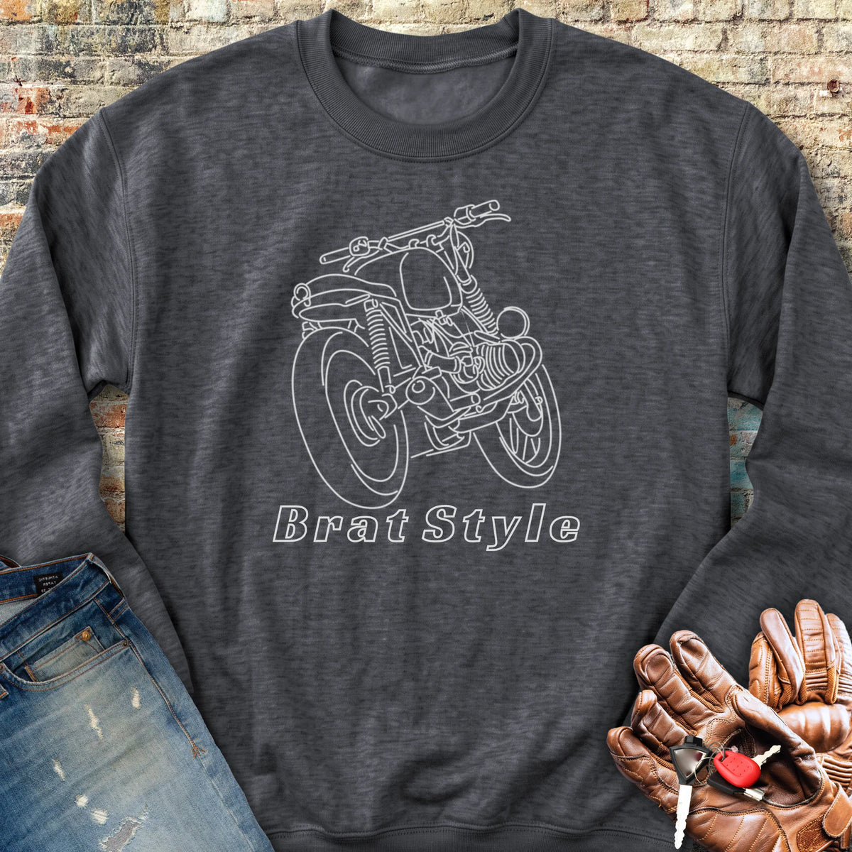 Brat Style Line Sweatshirt - Dark Heather