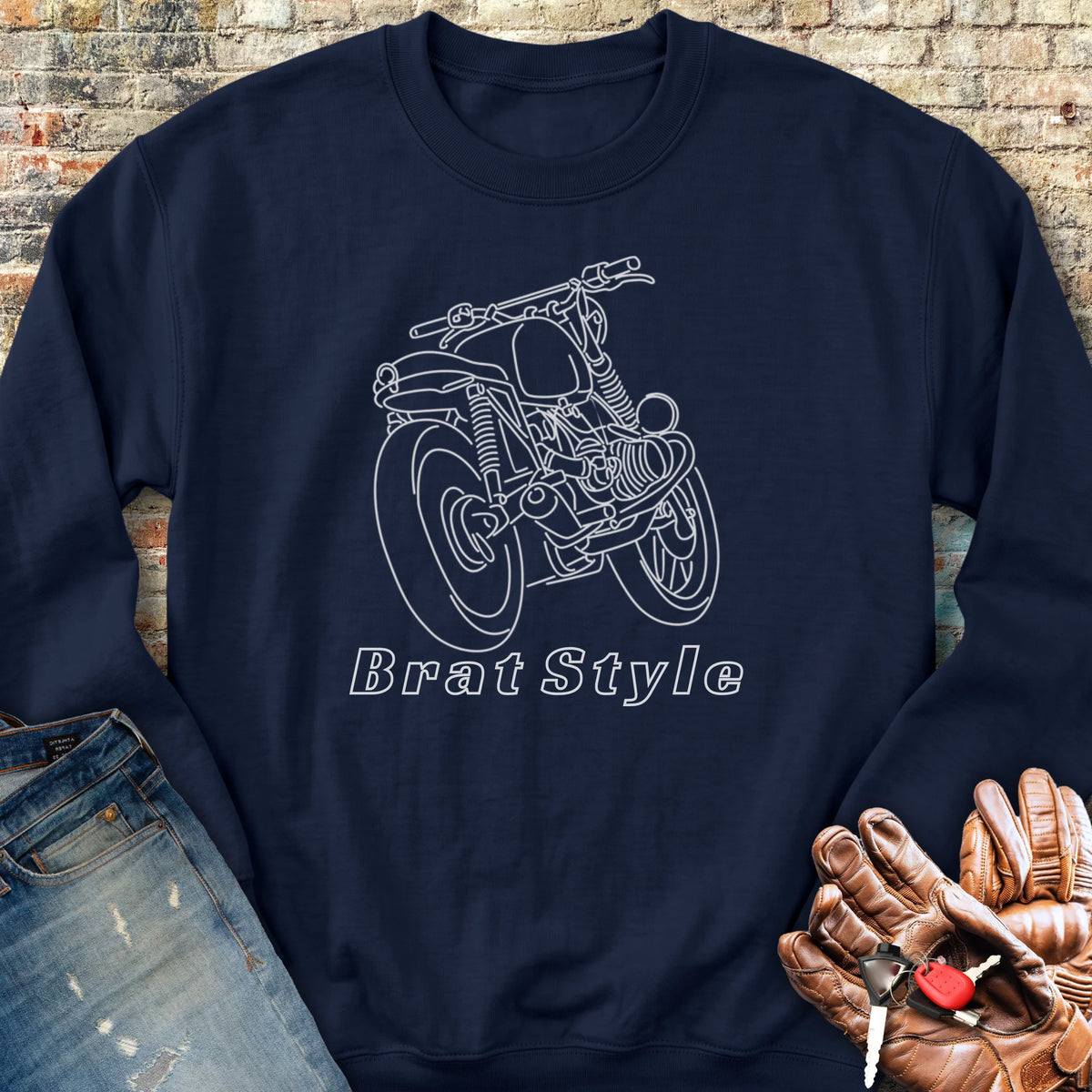 Brat Style Line Sweatshirt - Navy