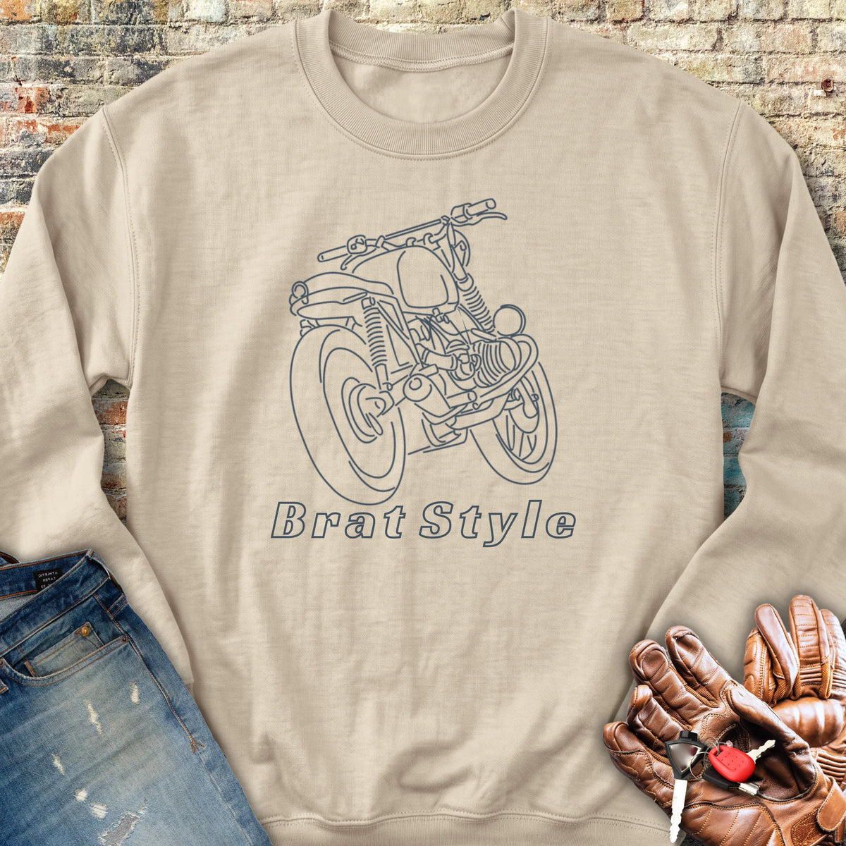 Brat Style Line Sweatshirt - Sand