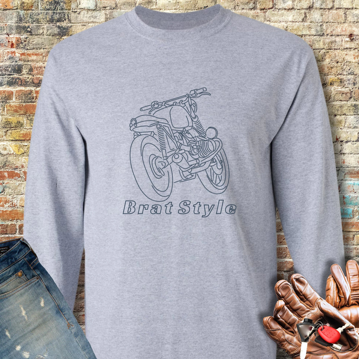Brat Style Line Long Sleeve T-Shirt - Sport Grey