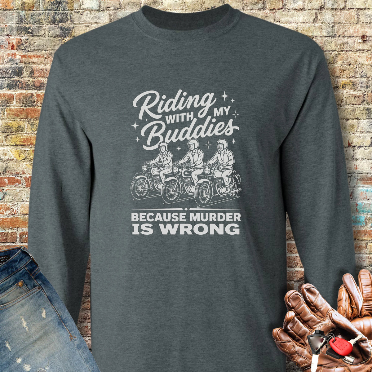 Buddies Long Sleeve T-Shirt - Dark Heather