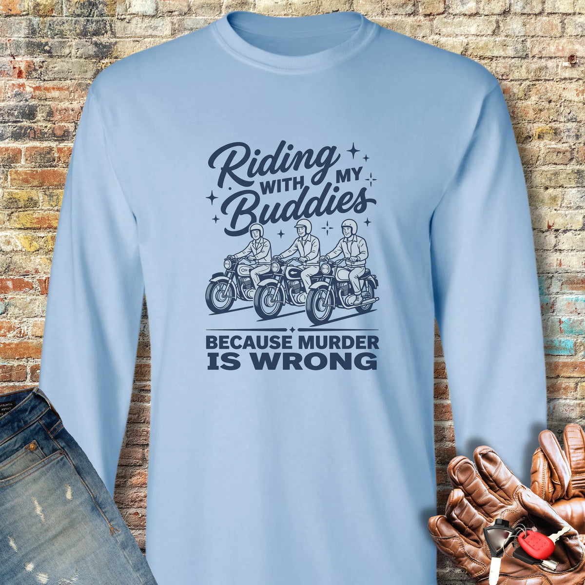 Buddies Long Sleeve T-Shirt - Light Blue