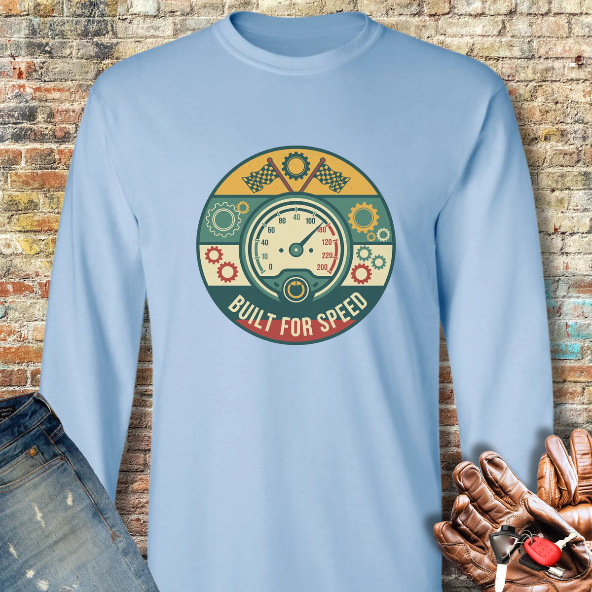Built For Speed Long Sleeve T-Shirt - Light Blue