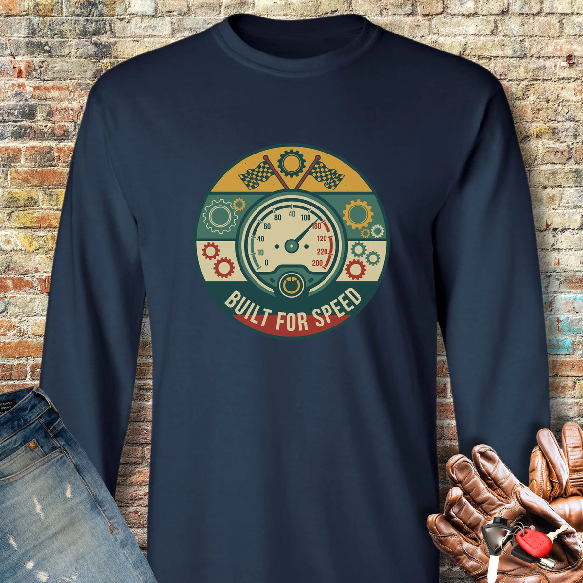 Built For Speed Long Sleeve T-Shirt - Navy
